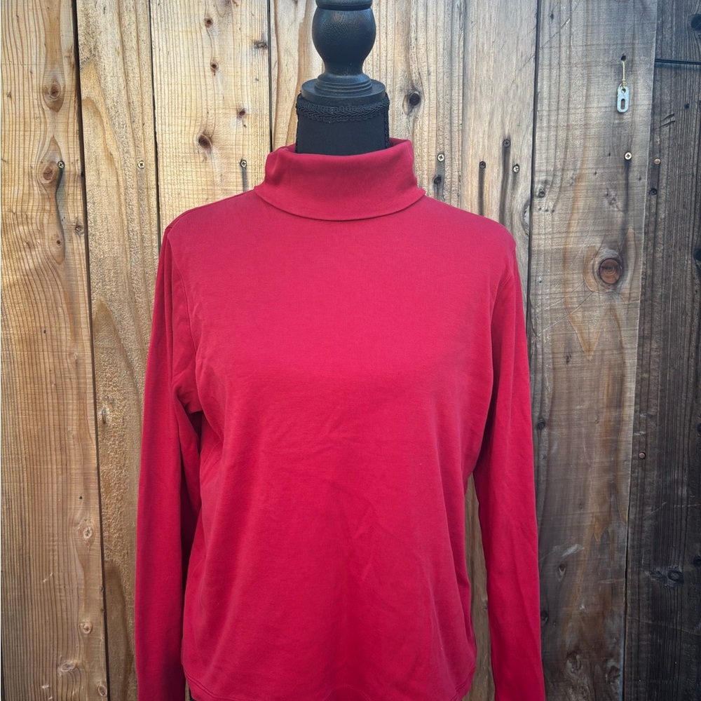 L.L. Bean Red Turtleneck Long-Sleeve Top